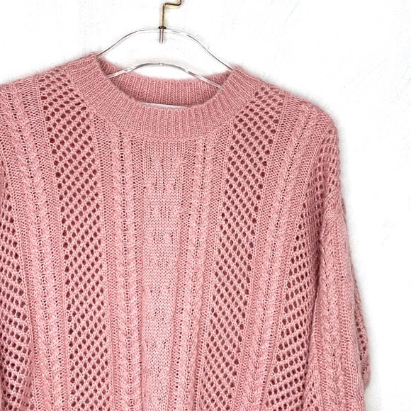 John + Jenn Pink Cable knit Tunic Sweater, Size Small - Picture 6 of 7